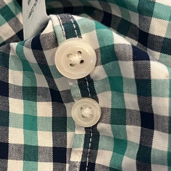 J.Crew (Thomas Shirtings) Men’s XL Gingham Navy Green White Button Down - Picture 8 of 8